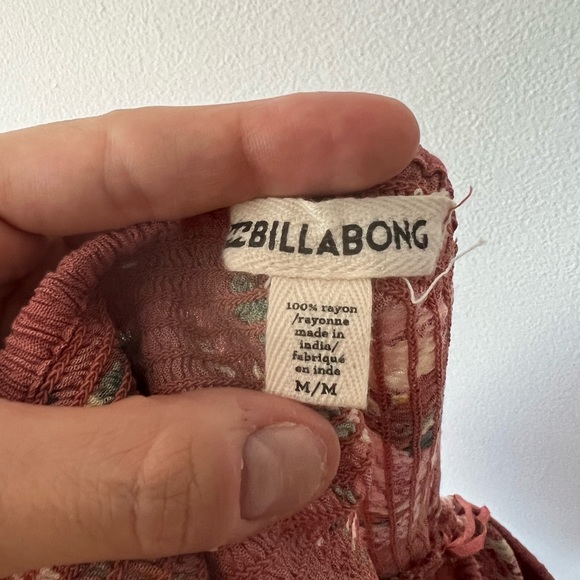 Billabong Off-Shoulder Long Sleeve Chiffon Mini Dress Pink Floral - Picture 4 of 5